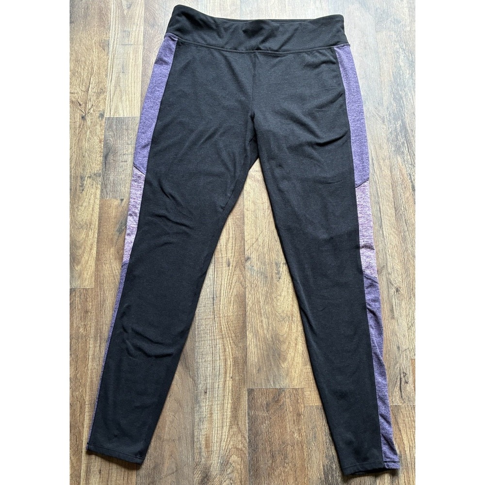 Serene Tangerine Leggings Womens Large Black Purple Colorblock Yoga Activewear